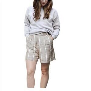 A New Day Striped Belted High-Rise Linen Blend S NWT